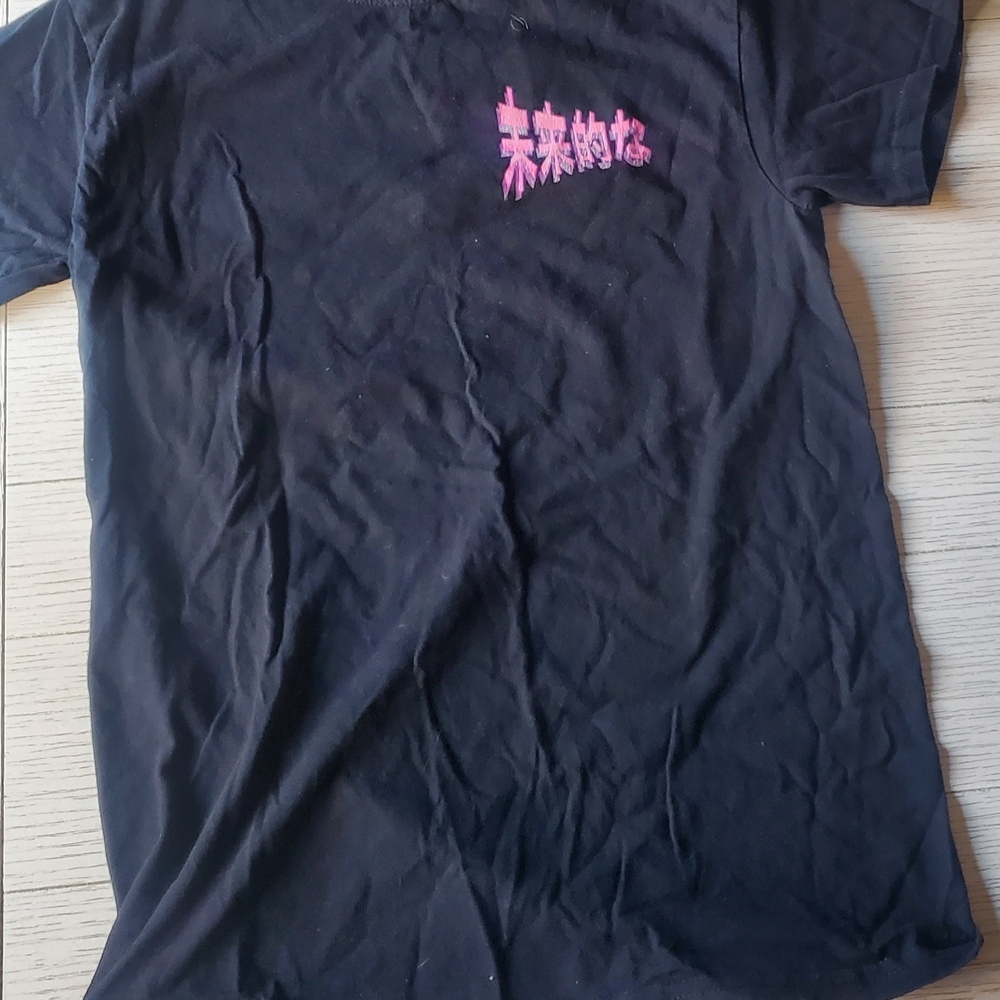 ELDON Mens Black Manga Anime Graphic T-Shirt Pink Kanji Streetwear Tee L.A.